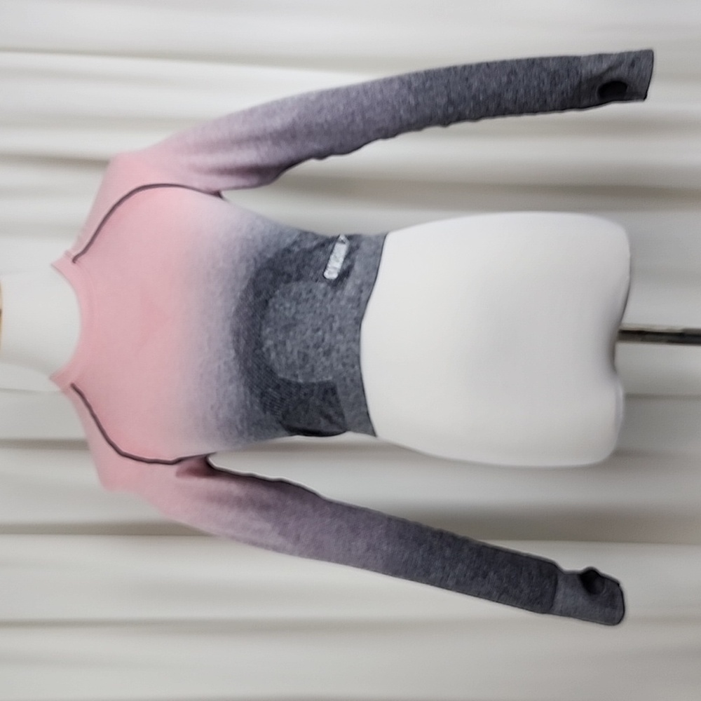 Gymshark Ombre Seamless Long Sleeve Top Peach Pink Charcoal Gray